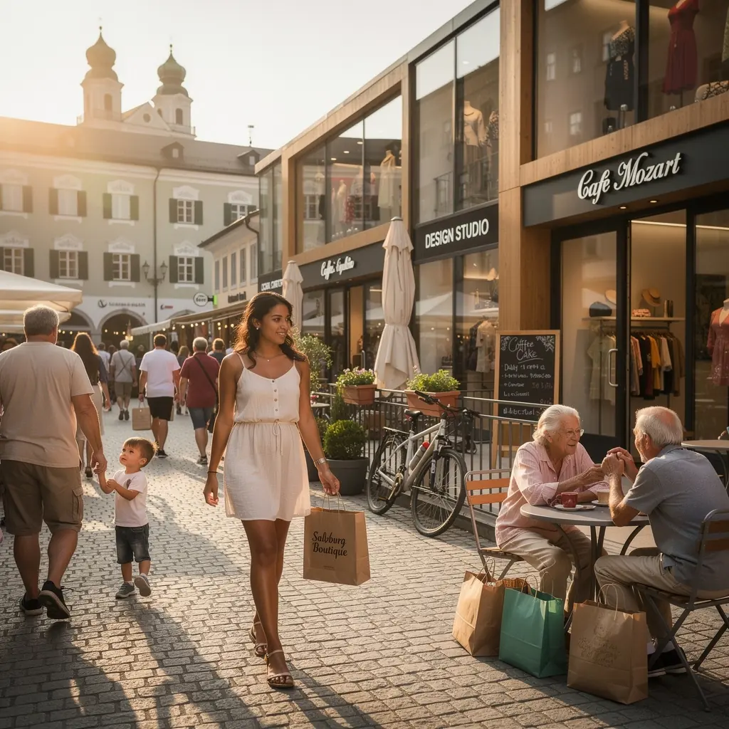Helle Einzelhandelsflächen mit großen Schaufenstern in Salzburg.