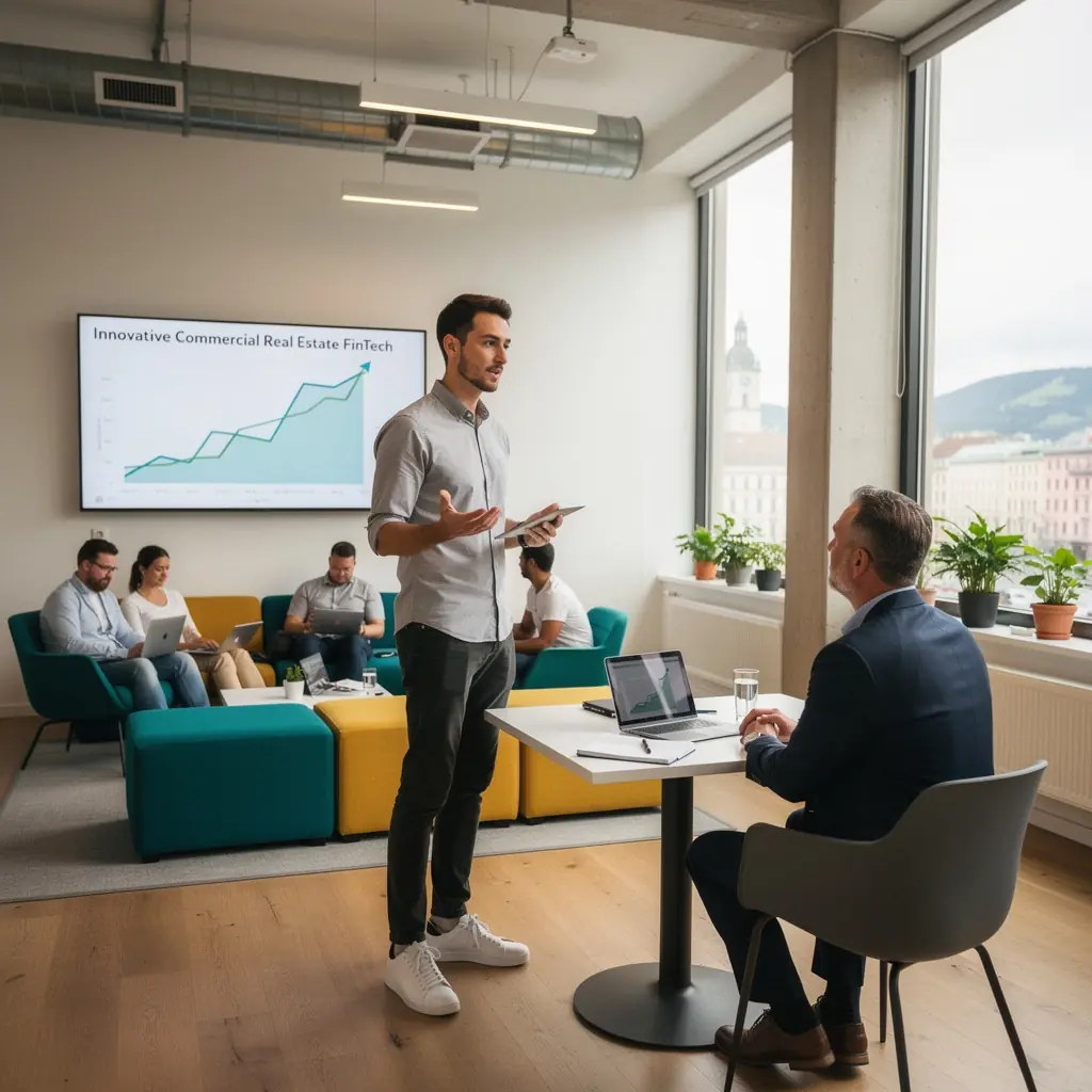 Helle und groГџzГјgige ArbeitsrГ¤ume mit Blick auf die Innenstadt von Linz.